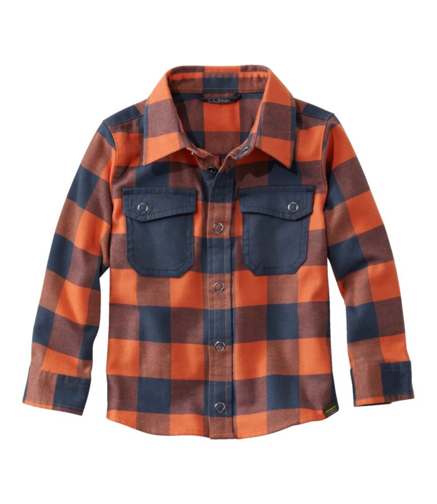 Toddlers' BeanFlex All-Season Flannel Shirt, Peak Orange/Carbon Navy, small image number 1