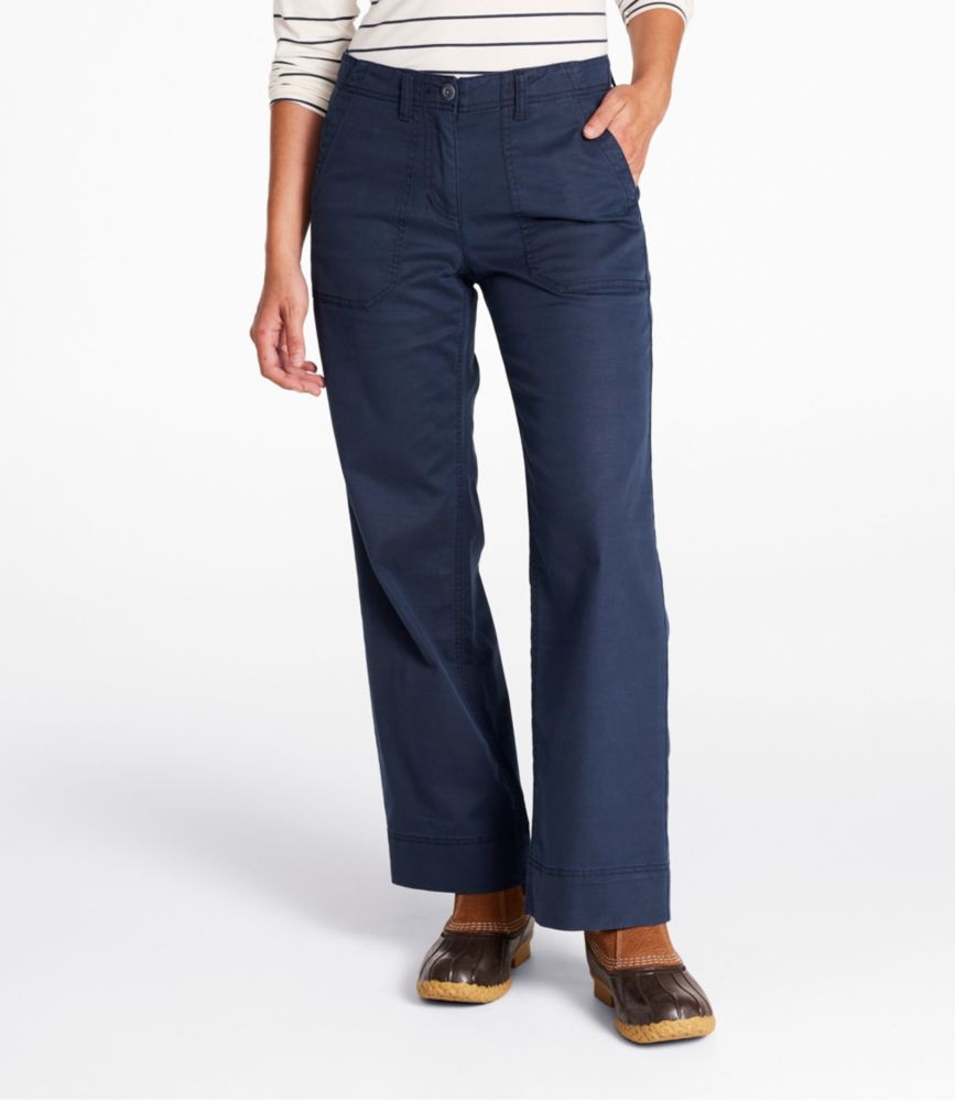 Women's Signature Cotton/TENCEL Utility Pants, Mid-Rise Wide-Leg Ankle-Length, Deepest Indigo, small image number 2