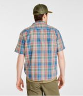 Men's Rugged Linen Blend Shirt, Short-Sleeve, Plaid, Traditional Untucked  Fit