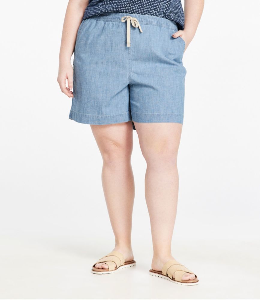 Women's Lakewashed Dock Shorts, Mid-Rise Chambray, Chambray, small image number 2