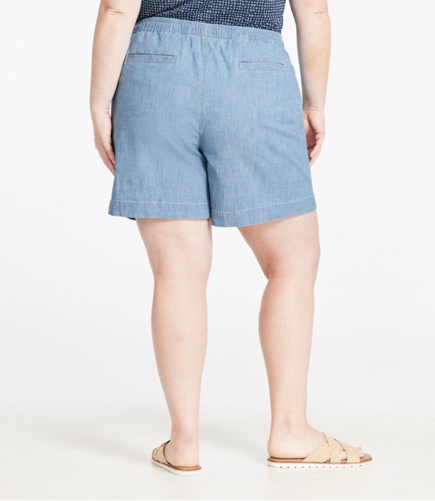 Women's Lakewashed Dock Shorts, Mid-Rise Chambray, Chambray, small image number 3