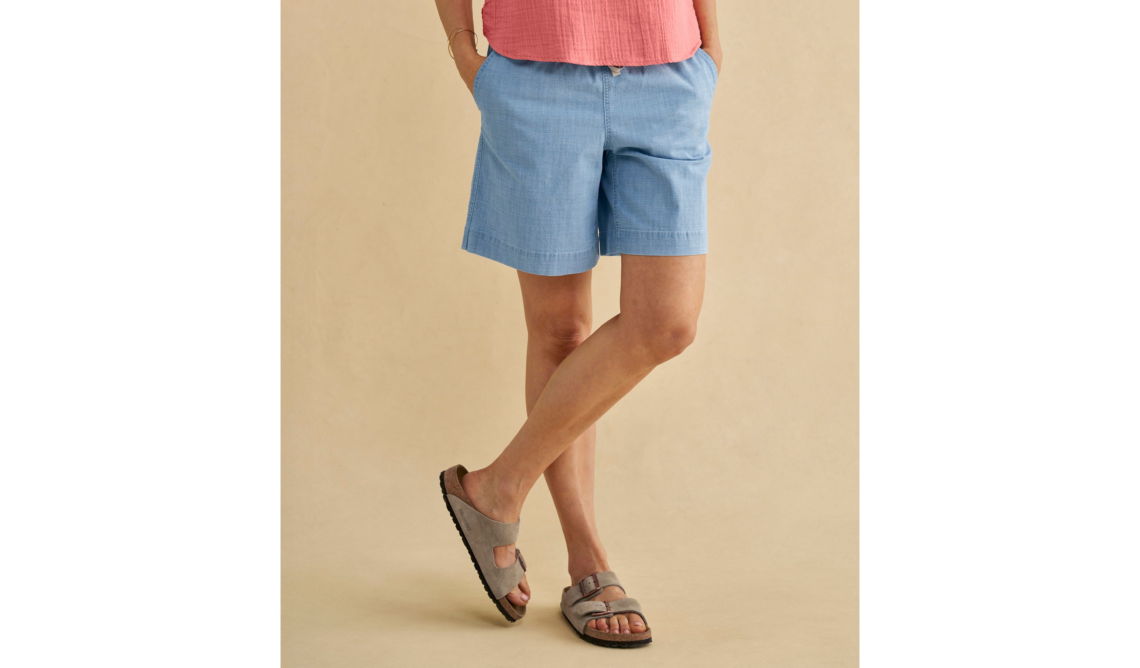 Women's Lakewashed Dock Shorts, Mid-Rise Chambray