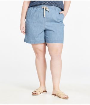 Women's Lakewashed Dock Shorts, Mid-Rise Chambray