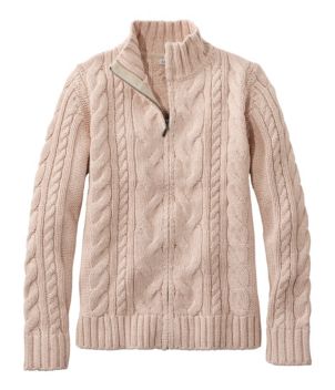 Women's Double L® Cable Sweater, Zip Cardigan