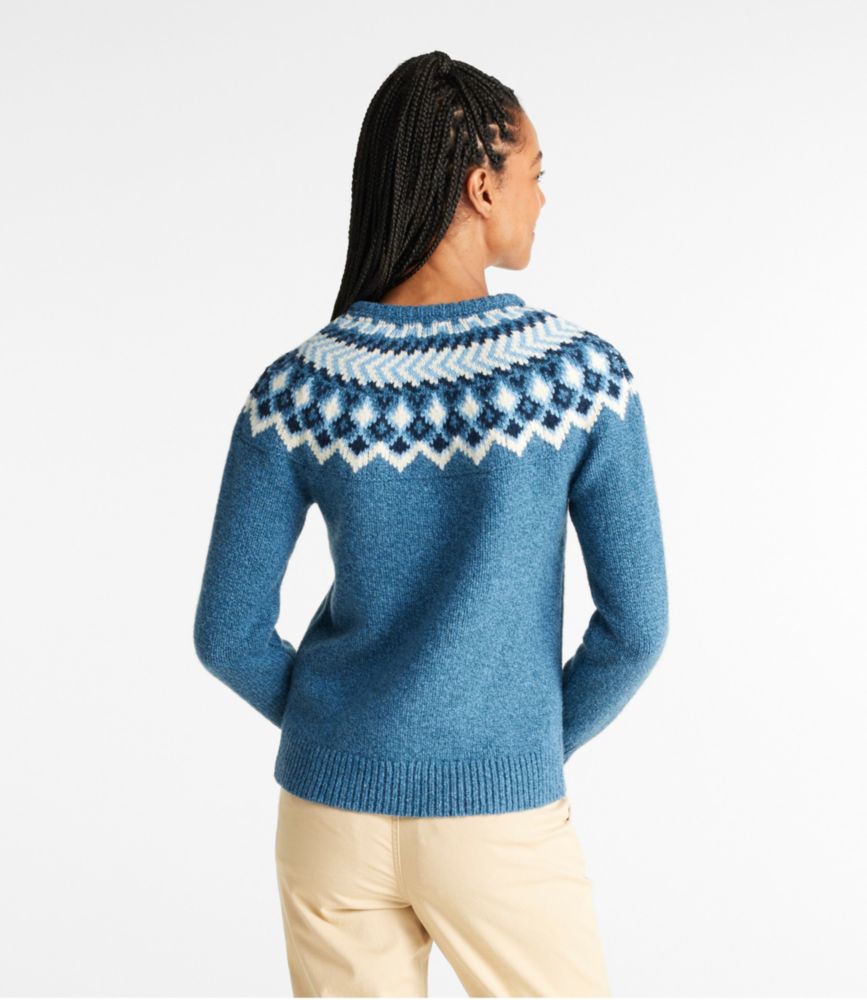 Women's Bean's Classic Ragg Wool Sweater, Crewneck Fair Isle, Undyed, small image number 3