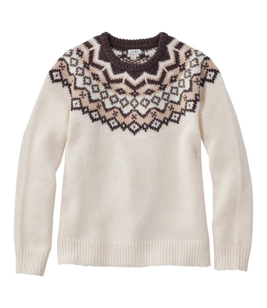 Women's Bean's Classic Ragg Wool Sweater, Crewneck Fair Isle, Cream Fair Isle, small image number 1