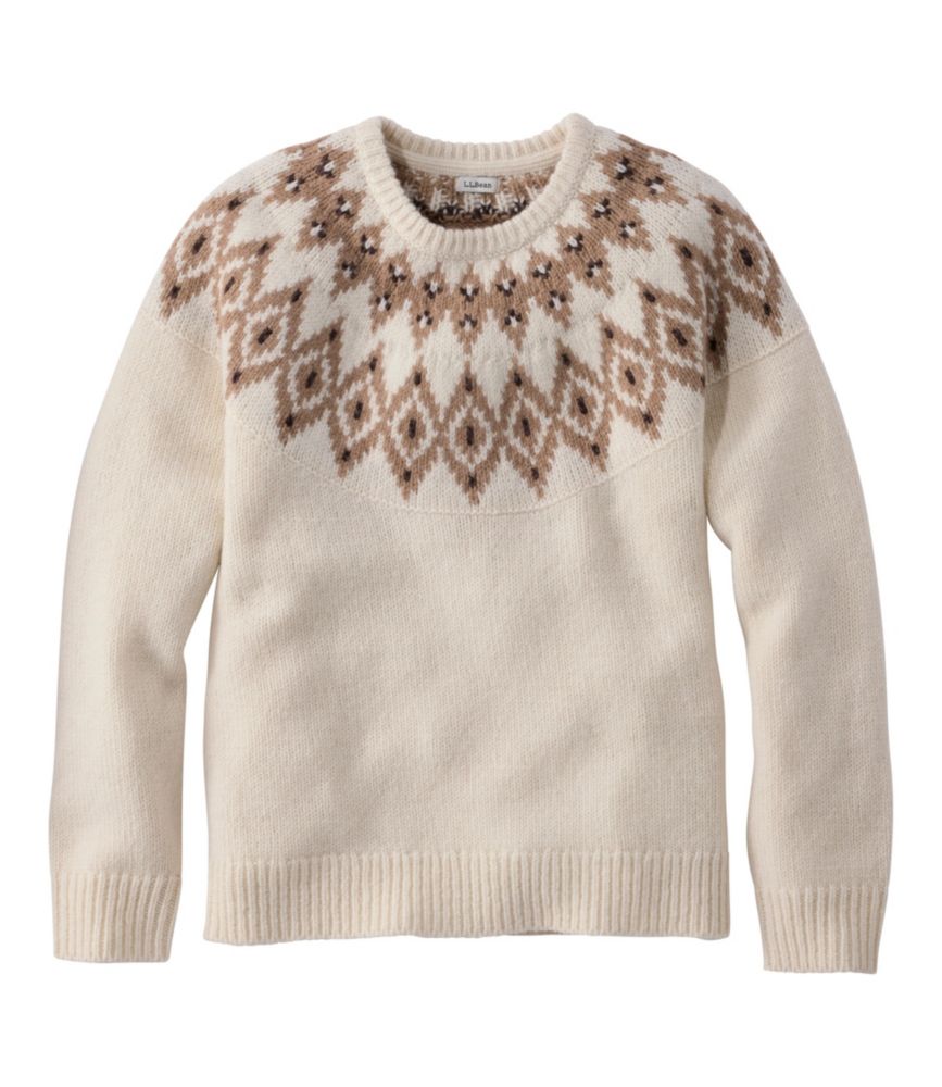 Women's Bean's Classic Ragg Wool Sweater, Crewneck Fair Isle, Bone Fair Isle, small image number 1