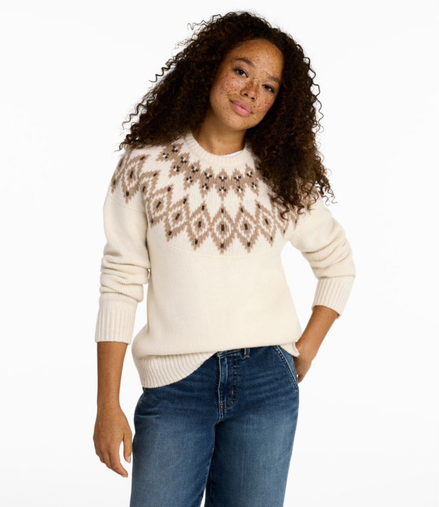 Women's Bean's Classic Ragg Wool Sweater, Crewneck Fair Isle Front