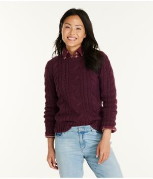 Women's Double L® Cable Sweater, Crewneck