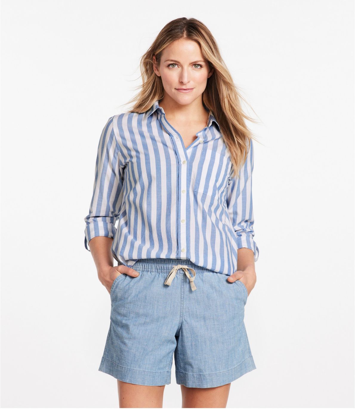 Women's Organic Classic Cotton Shirt, Long-Sleeve Stripe