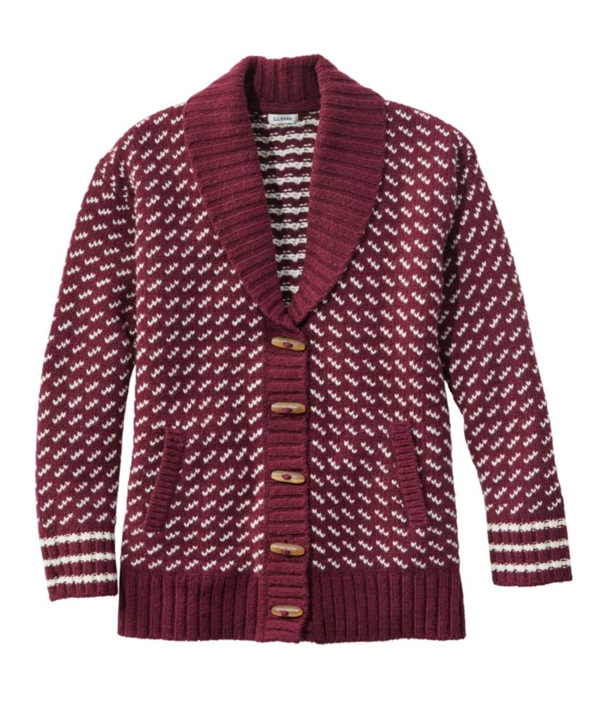 Women's Bean's Classic Ragg Wool Sweater, Cardigan Bird's-Eye