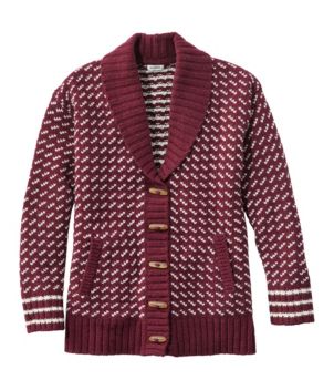 Women's Bean's Classic Ragg Wool Sweater, Cardigan Bird's-Eye