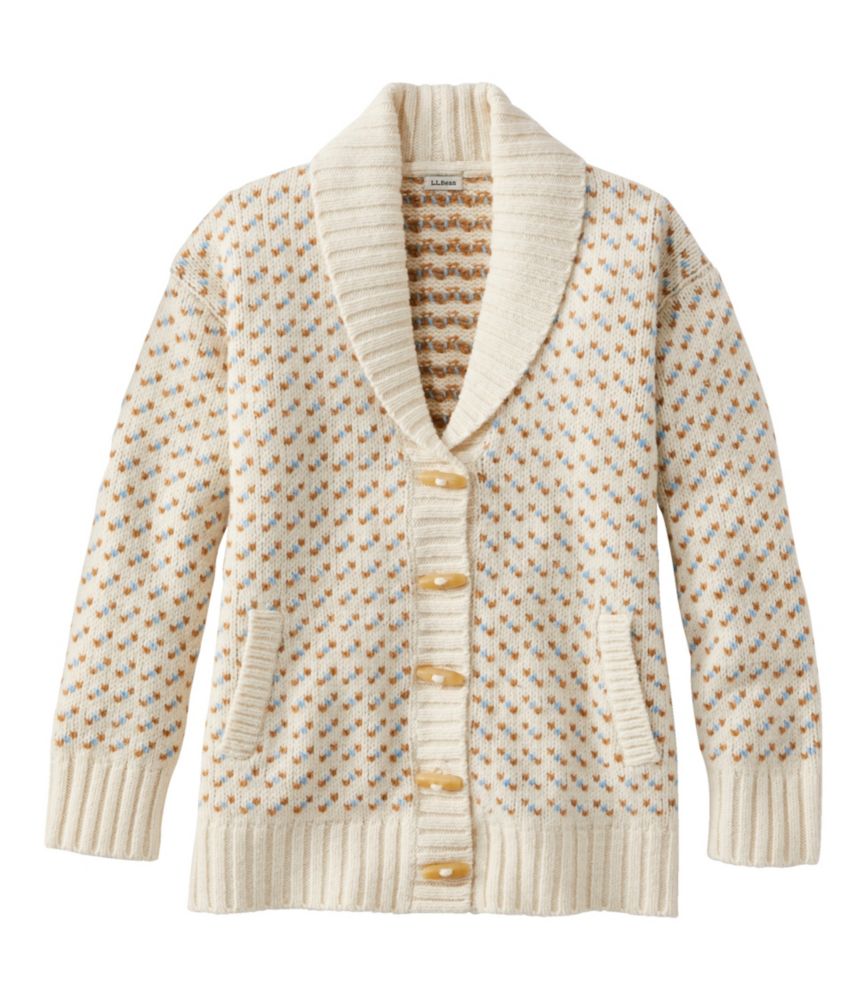 Women's Bean's Classic Ragg Wool Sweater, Cardigan Bird's-Eye