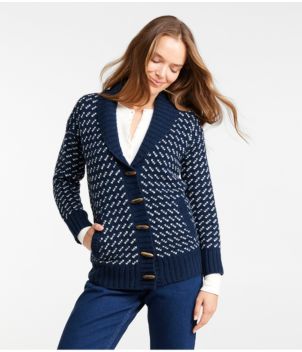 Women's Bean's Classic Ragg Wool Sweater, Cardigan Bird's-Eye