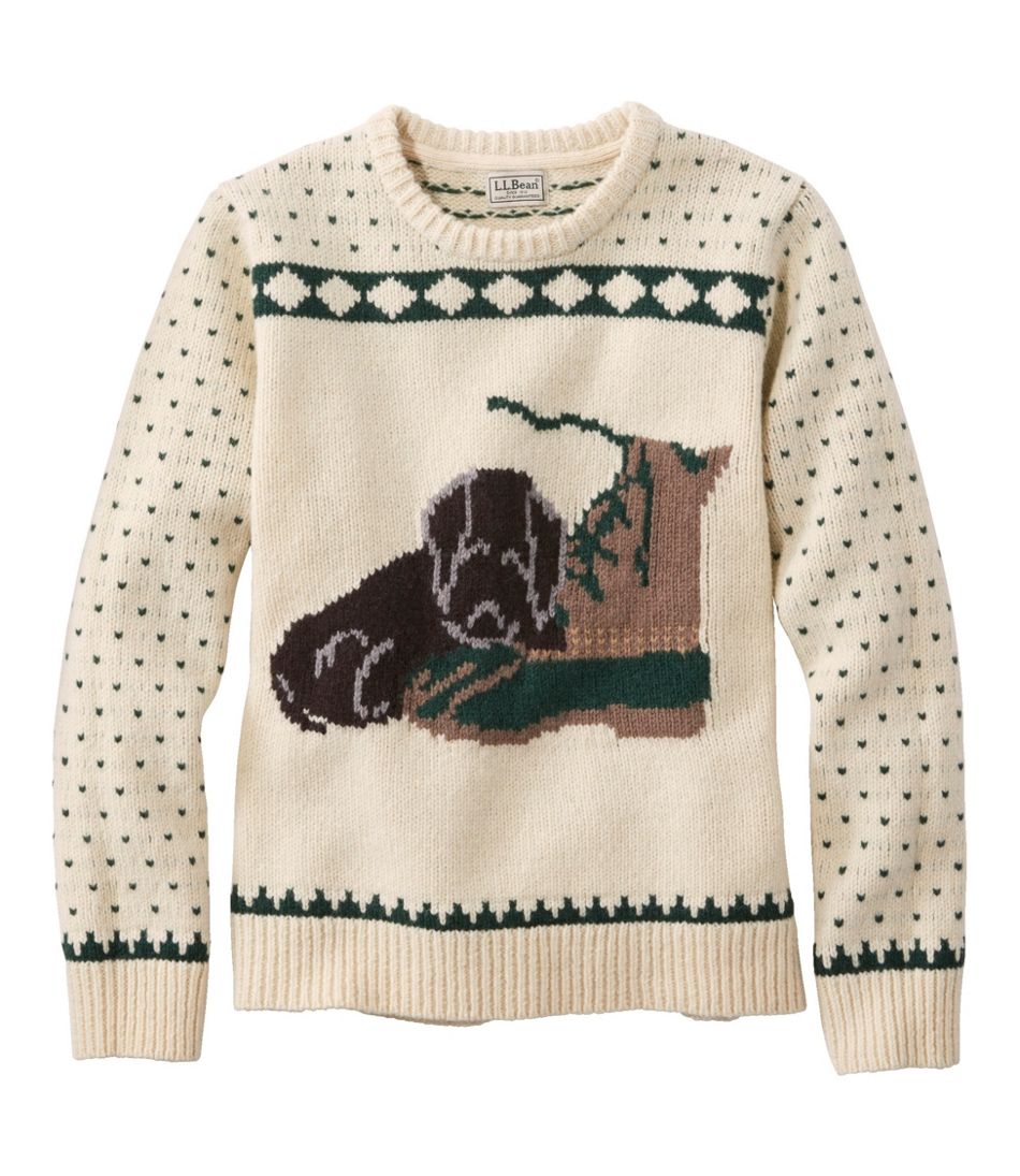 Women's Bean's Classic Ragg Wool Crewneck Intarsia Sweater | Sweaters ...