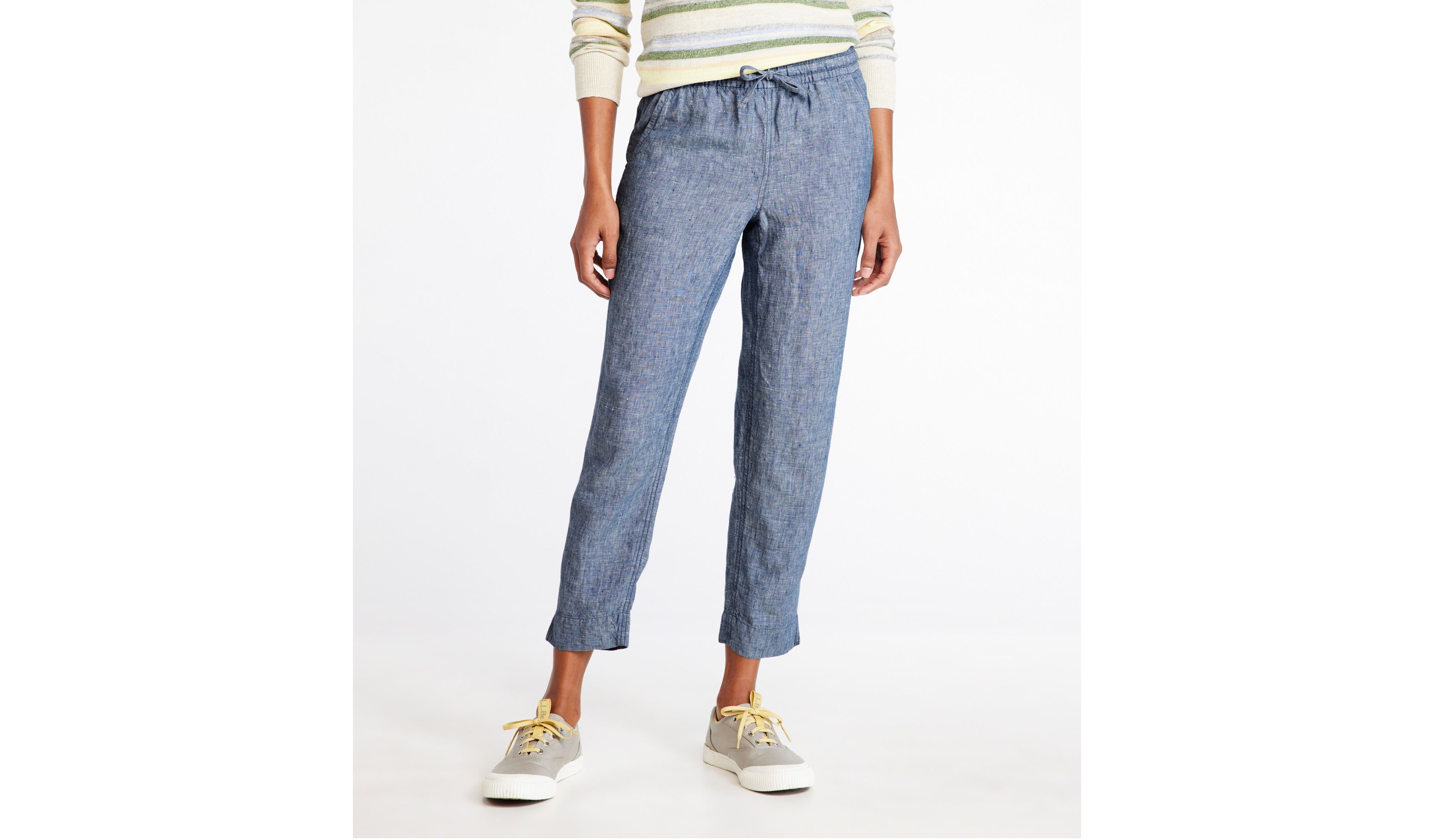 Women's Premium Linen Pull-On Ankle Pants, Mid-Rise Tapered-Leg