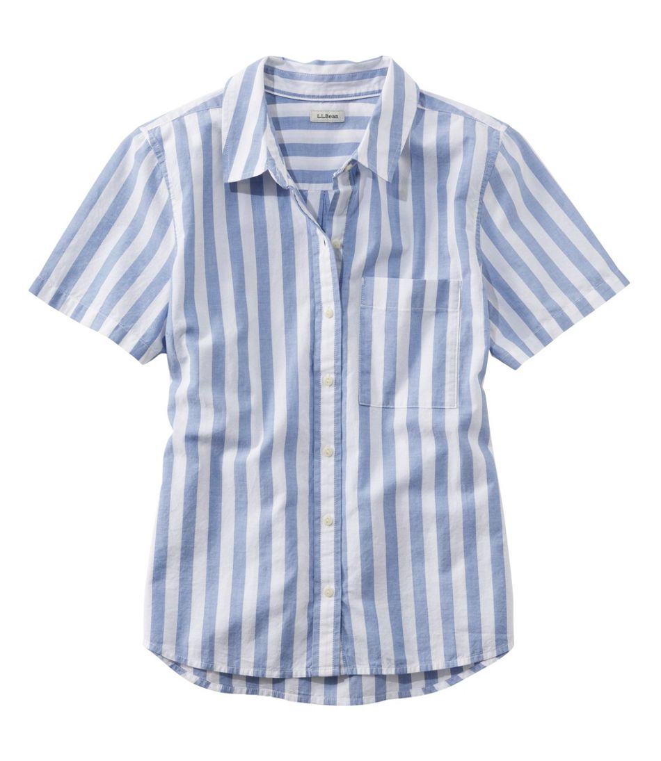 Women's Organic Classic Cotton Shirt, Stripe, Short-Sleeve