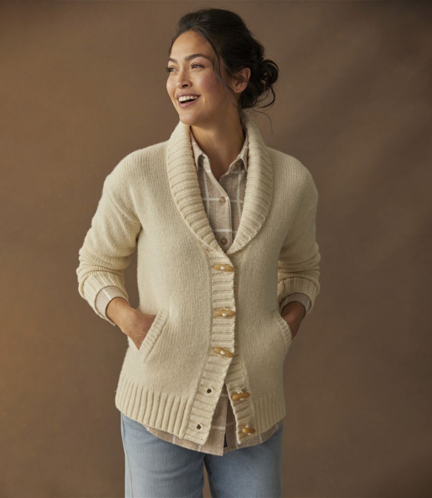 Women's Bean's Classic Ragg Wool Sweater, Cardigan, Undyed, small image number 5