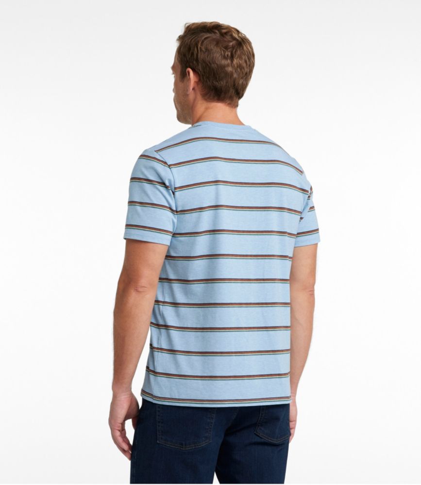 Men's Comfort Stretch Pima Tee Shirt, Short-Sleeve, Stripe, Lake Heather, small image number 3