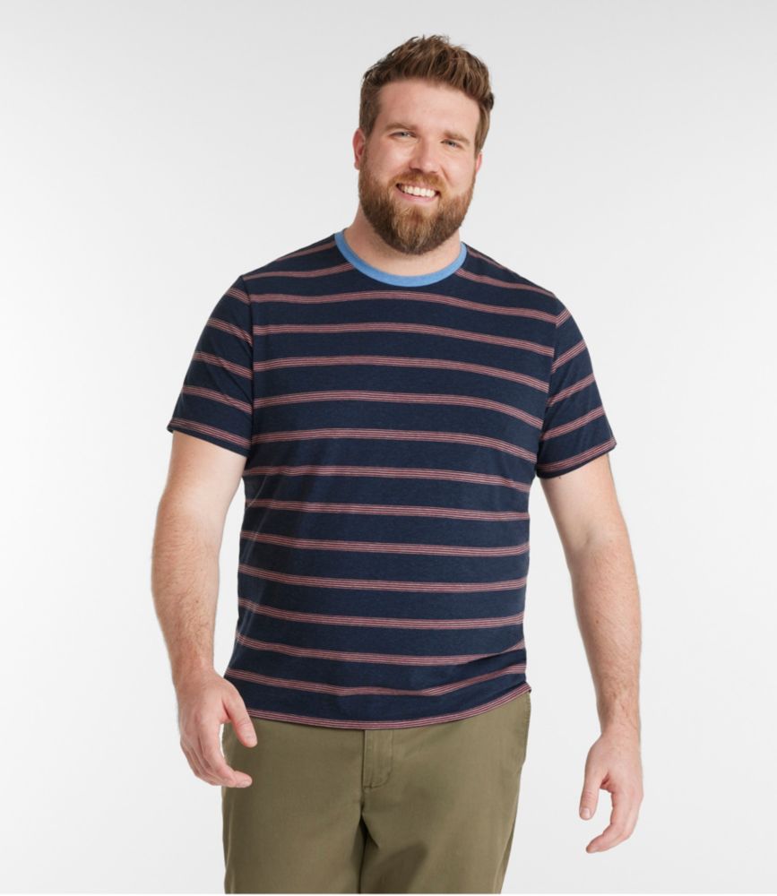 Men's Comfort Stretch Pima Tee Shirt, Short-Sleeve, Stripe, Lake Heather, small image number 4
