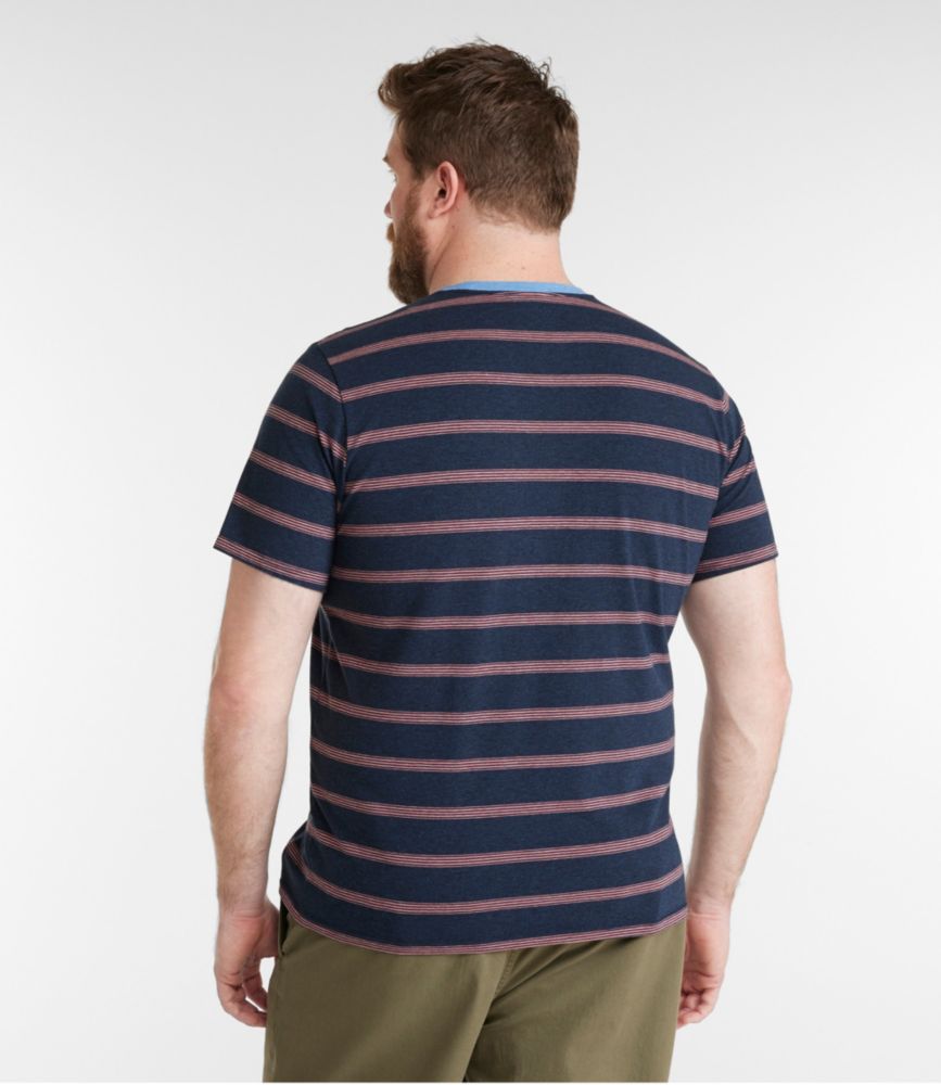 Men's Comfort Stretch Pima Tee Shirt, Short-Sleeve, Stripe, Lake Heather, small image number 5