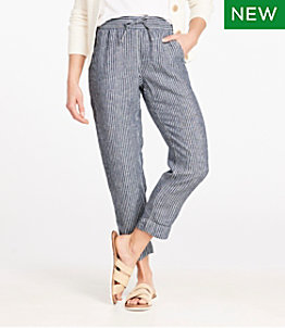 Women's Premium Linen Breezy Pull-On Ankle Pants, Stripe