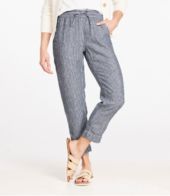 Women's Premium Linen Breezy Pull-On Ankle Pants, Mid-Rise Tapered-Leg  Stripe