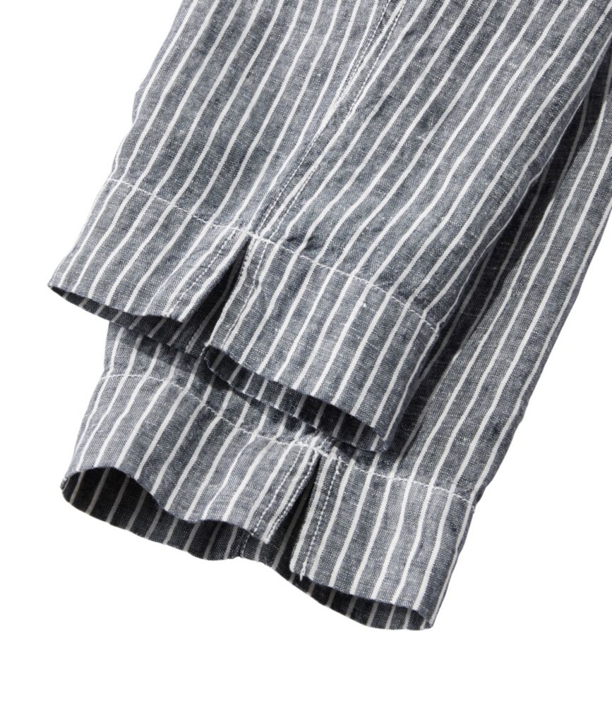 Women's Premium Linen Pull-On Ankle Pants, Mid-Rise Tapered-Leg Stripe