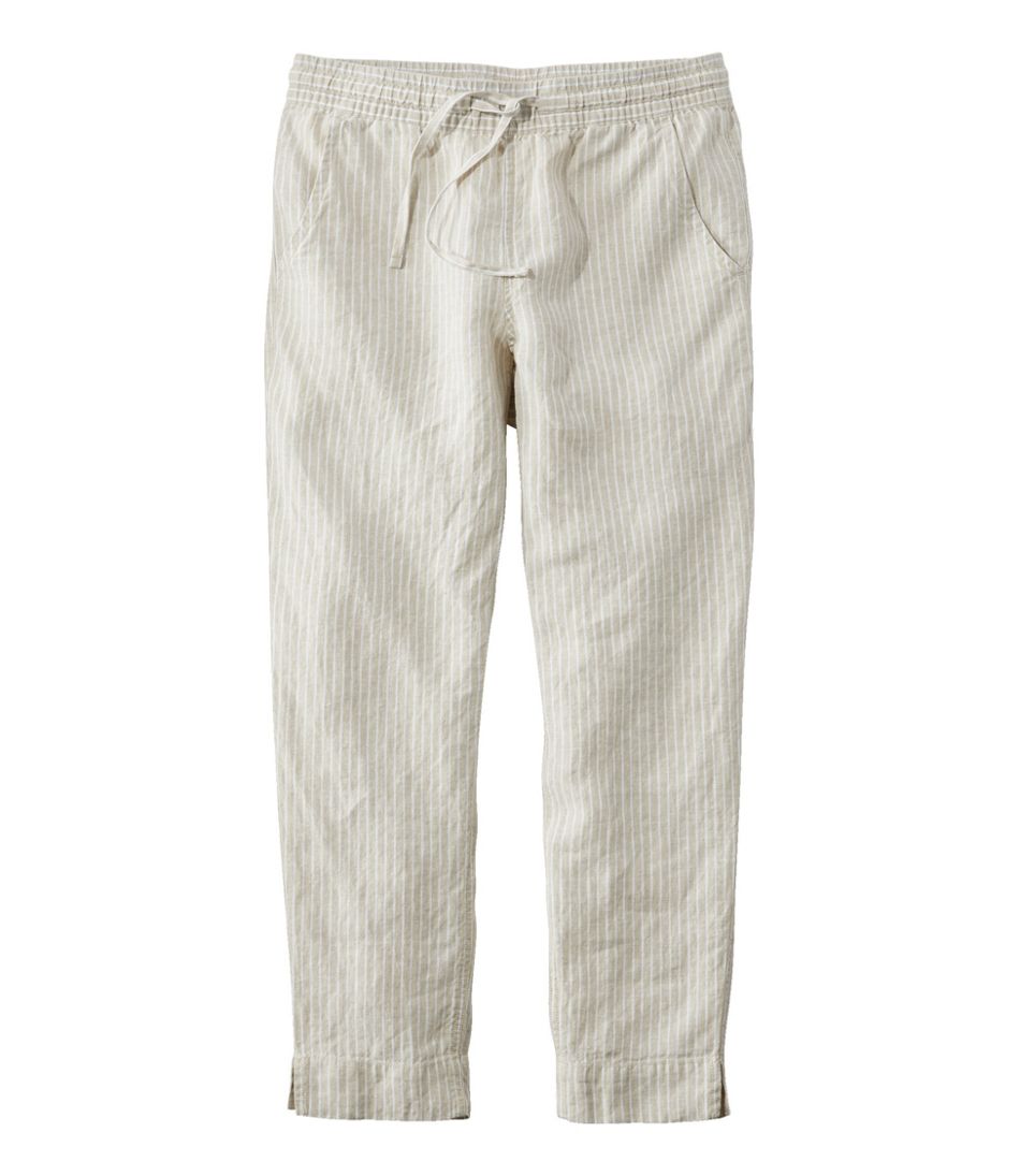 Women's Premium Linen Breezy Pull-On Ankle Pants, Stripe | Cropped ...