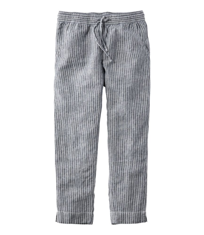 Women's Premium Linen Breezy Pull-On Ankle Pants, Mid-Rise Tapered-Leg Stripe