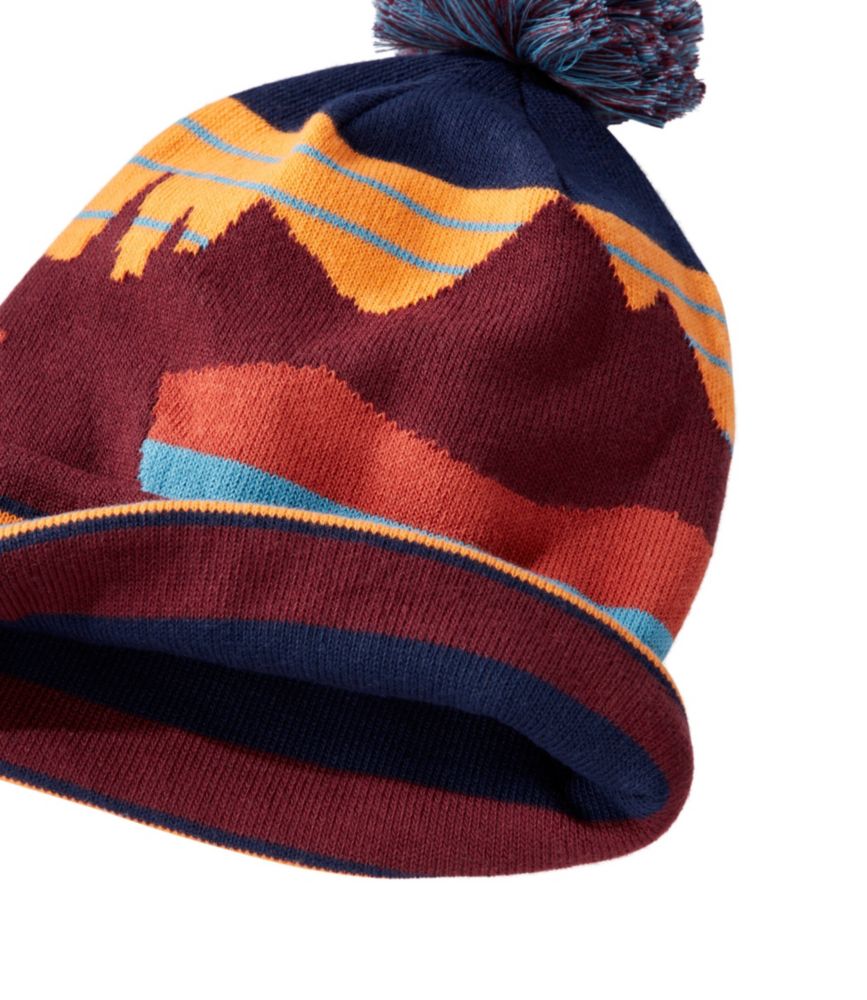 Adults' Katahdin Pom Hat, Carbon Navy/Burgundy, small image number 2