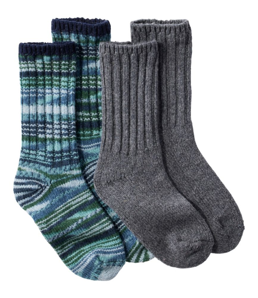 Adults' Merino Wool Ragg Socks 10" Two-Pack, Print, Dark Marine Blue+Charcoal, small image number 1