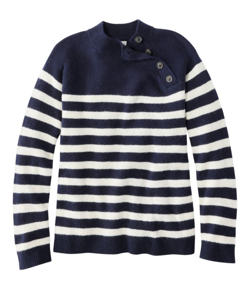 Women's Signature Wool-Blend Sweater, Pullover, Navy Stripe, small image number 1