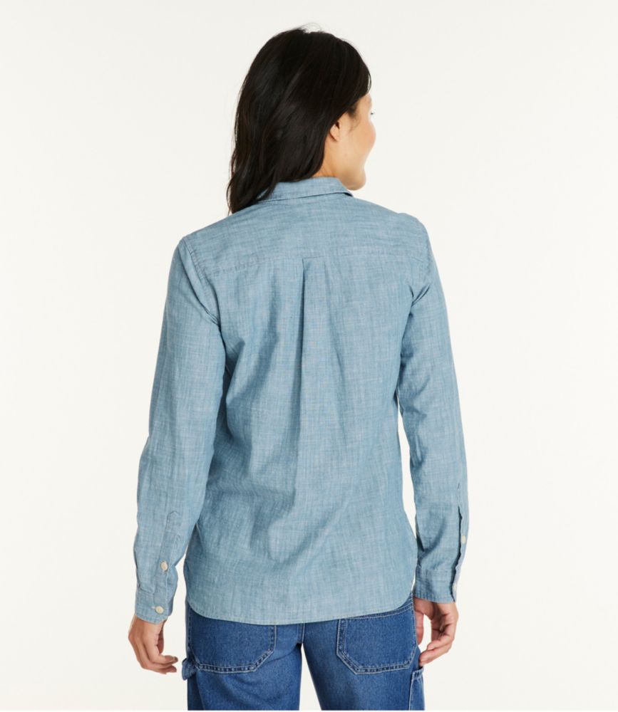 Women's Signature Woven Popover, True Navy Plaid, small image number 3