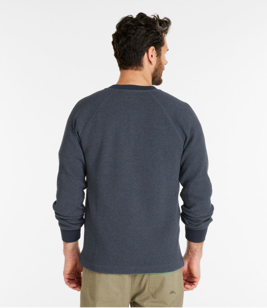Men's Signature Waffle Henley, Orange/Light Saddle, small image number 3