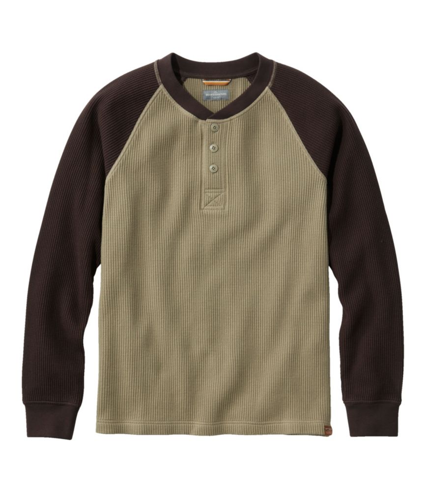 Men's Signature Waffle Henley, Dark Mushroom/Darkest Brown, small image number 1