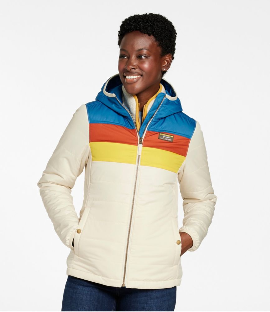 Women's Mountain Classic Puffer Hooded Jacket, Colorblock, Shore/Paperwhite, small image number 2