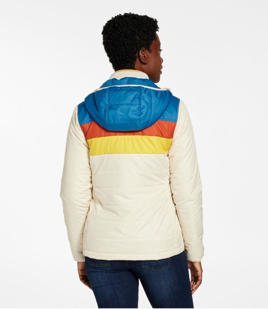 Women's Mountain Classic Puffer Hooded Jacket, Colorblock, Shore/Paperwhite, small image number 3