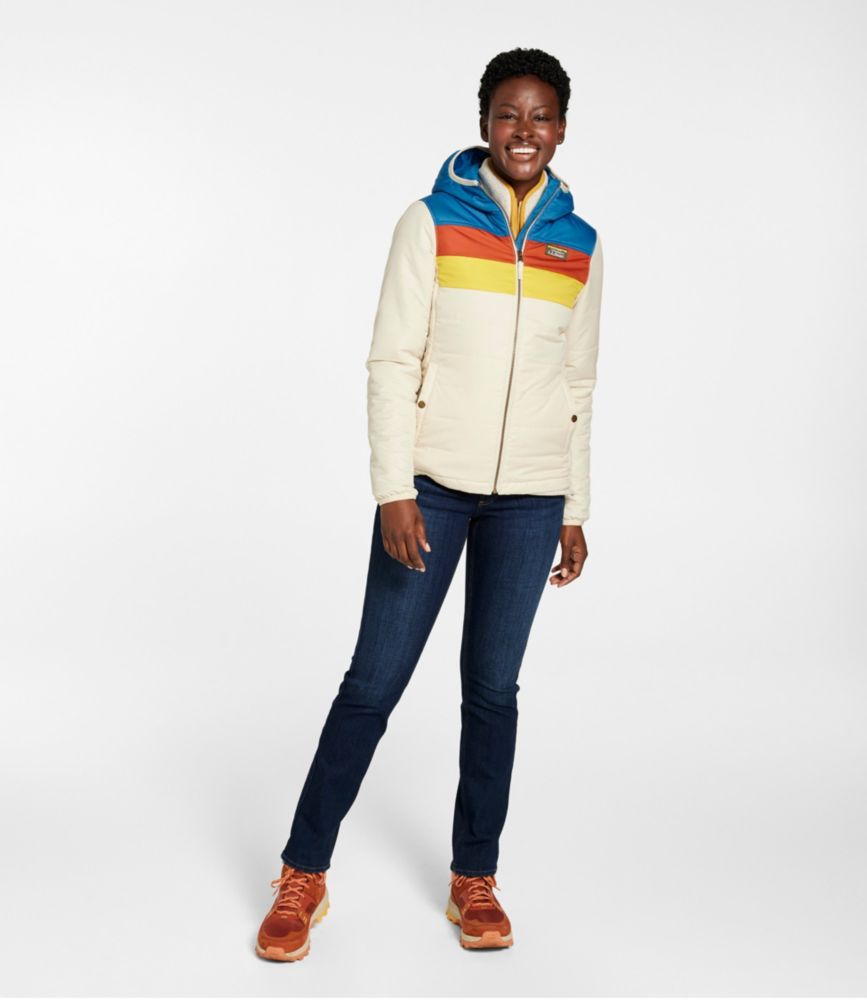 Women's Mountain Classic Puffer Hooded Jacket, Colorblock, Shore/Paperwhite, small image number 4