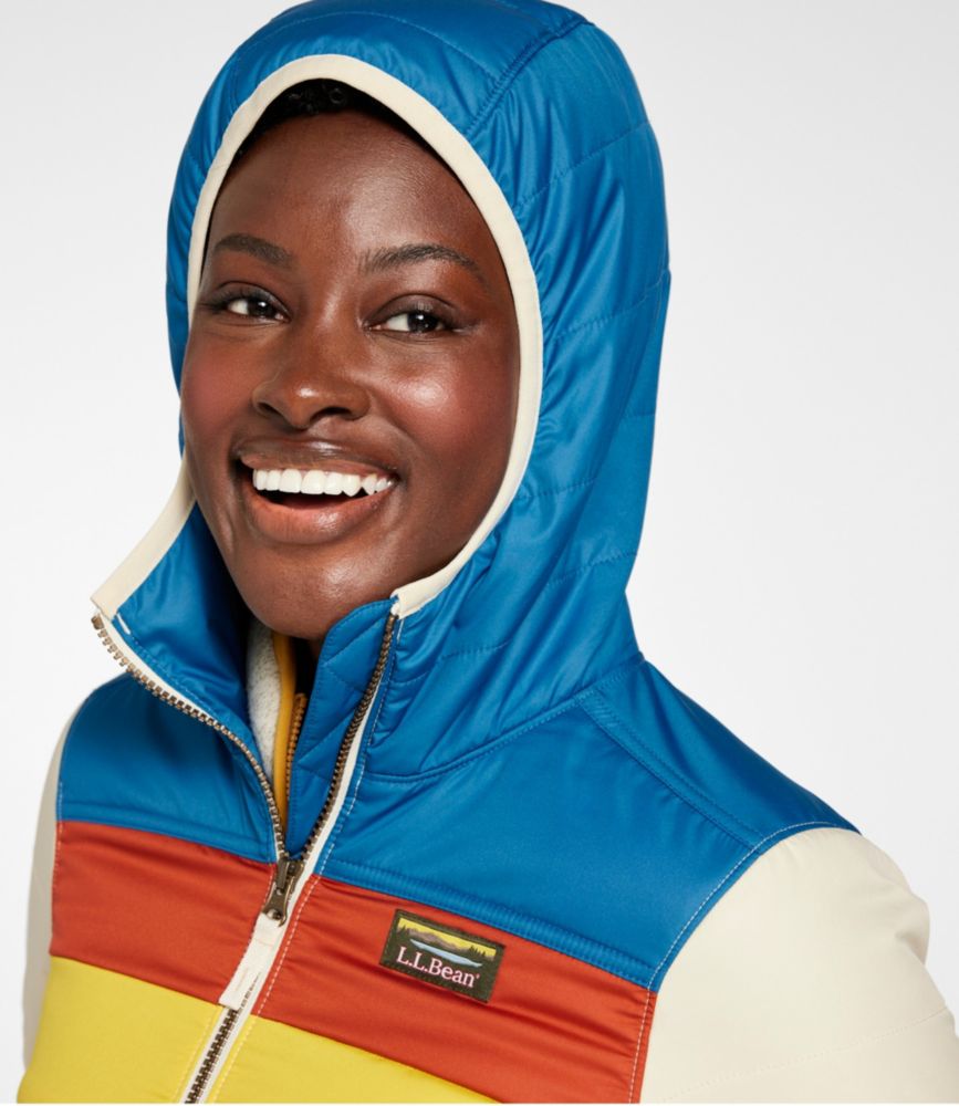 Women's Mountain Classic Puffer Hooded Jacket, Colorblock, Shore/Paperwhite, small image number 6