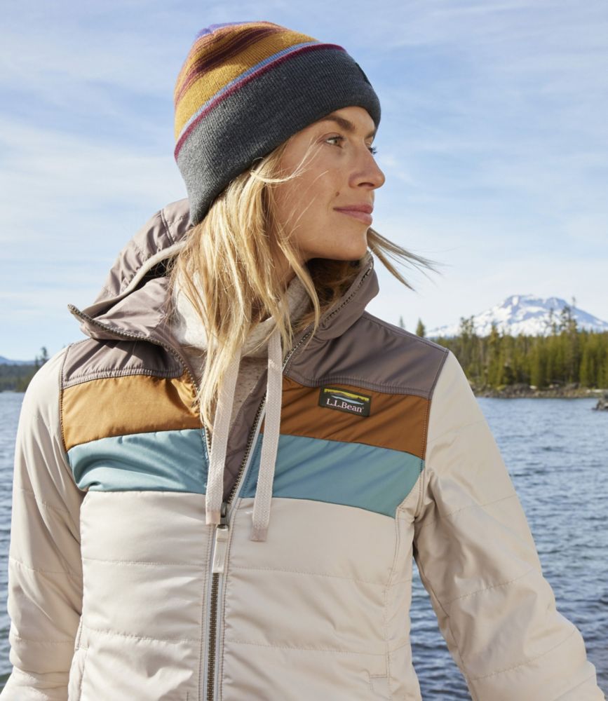 Women's Mountain Classic Puffer Hooded Jacket, Colorblock, Shore/Paperwhite, small image number 10