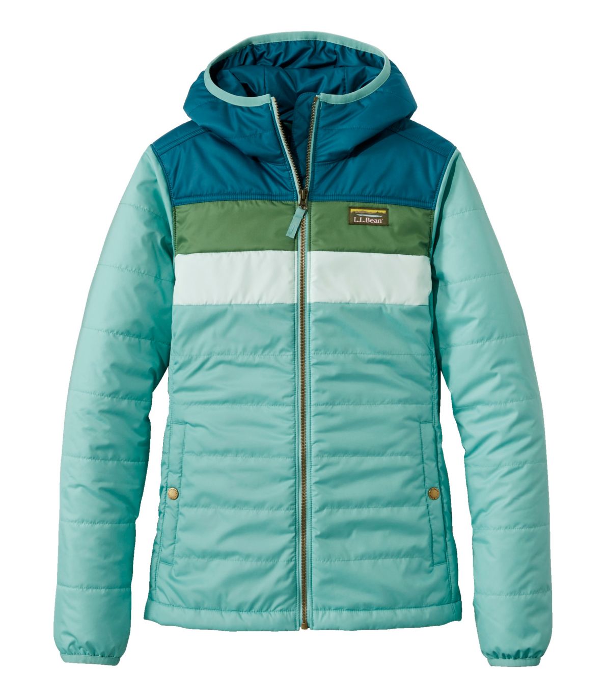 Women's Mountain Classic Puffer Hooded Jacket, Colorblock at L.L. Bean