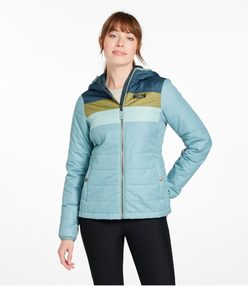 Women's Mountain Classic Puffer Hooded Jacket, Colorblock Attractive Casual Jacket