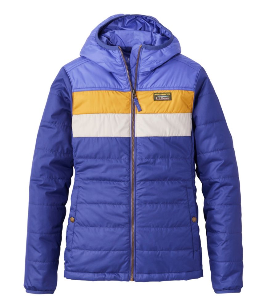 Women's Mountain Classic Puffer Hooded Jacket, Colorblock, Dusty Periwinkle/Dark Twilight Blue, small image number 1