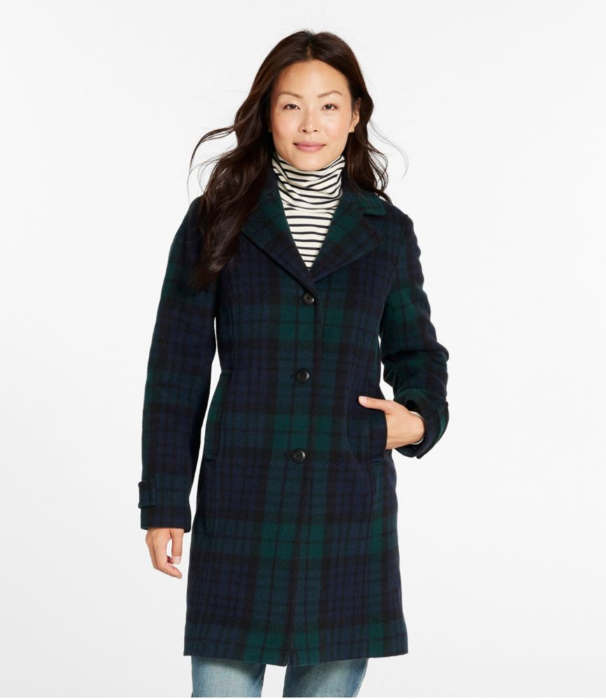 Women's Classic Lambswool Polo Coat, Three-Quarter, Pattern, Royal Red Plaid, small image number 2