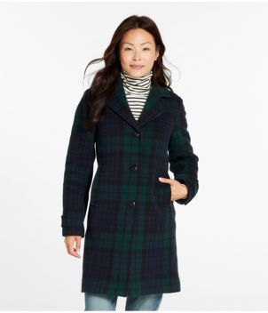 Women's Classic Lambswool Polo Coat, Three-Quarter, Pattern