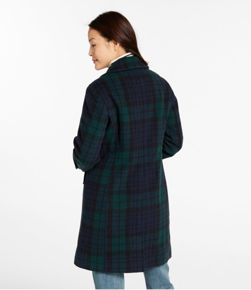 Women's Classic Lambswool Polo Coat, Three-Quarter, Pattern, Black Watch Tartan, small image number 3