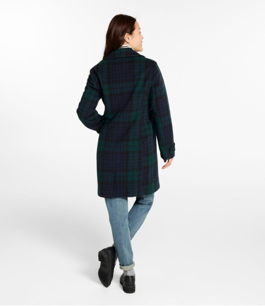 Women's Classic Lambswool Polo Coat, Three-Quarter, Pattern, Black Watch Tartan, small image number 5