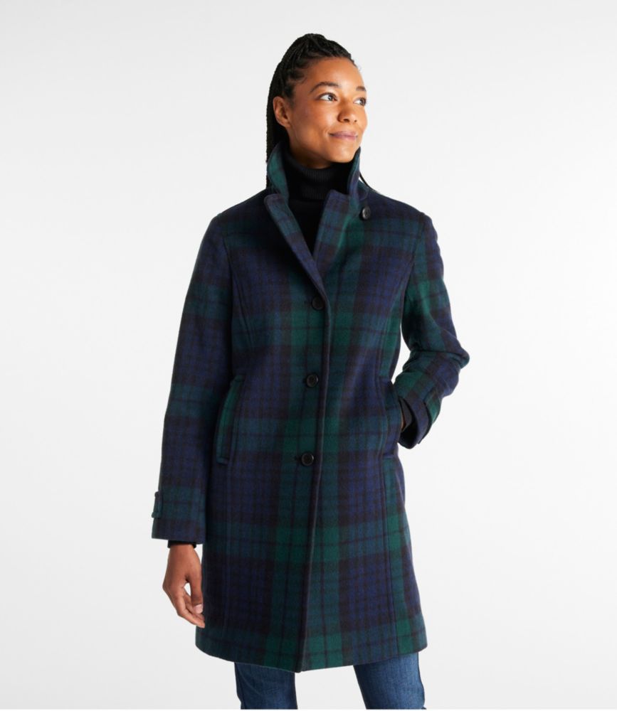 Women's Classic Lambswool Polo Coat, Three-Quarter, Pattern