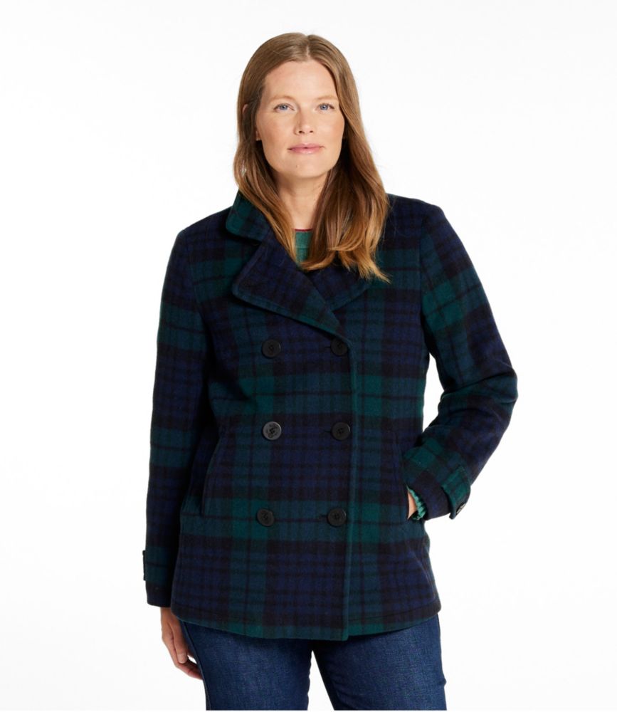 Women's Classic Lambswool Peacoat, Pattern, Royal Red Plaid, small image number 2